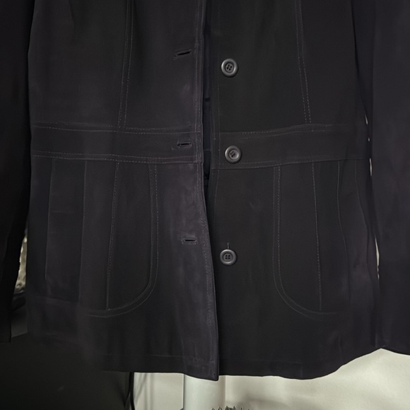 Maxima/Wilsons Purple Suede Leather Button Front Tailored Jacket/Coat Sz L - Picture 3 of 12